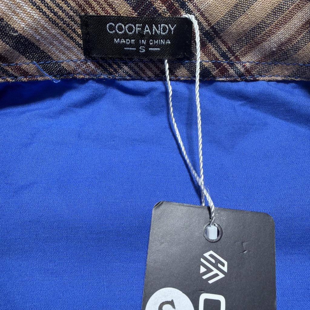NWT Coofandy Button Up Shirt Mens S Blue Flip Cuff Long Sleeve Casual Preppy