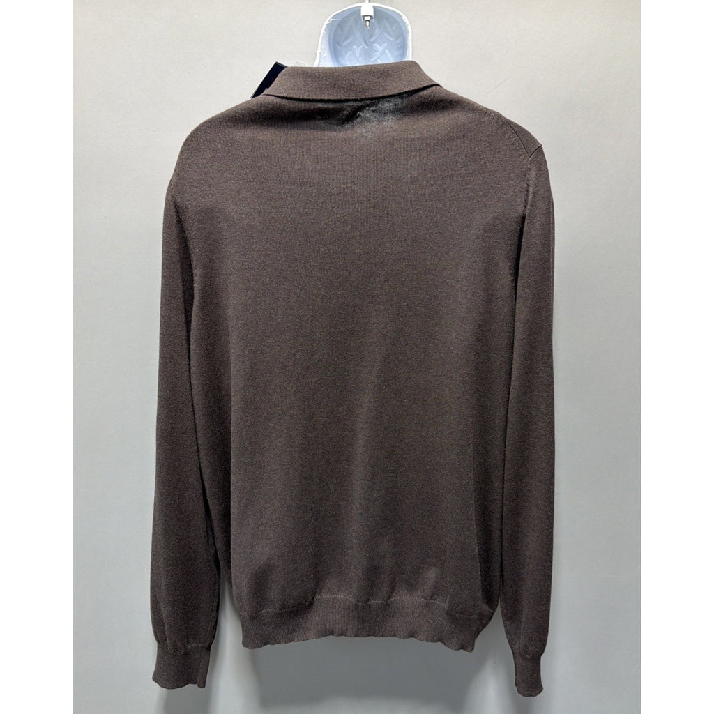 NWT Men's Croft & Barrow Dark Heather Brown Signature Polo Sweater Size XL