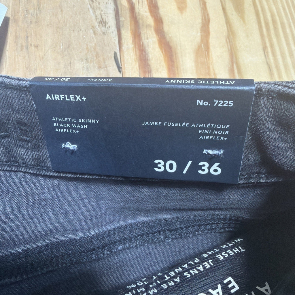 American Eagle Mens Patched Airflex+ Athletic Skinny Black Jeans 30 X 36 New