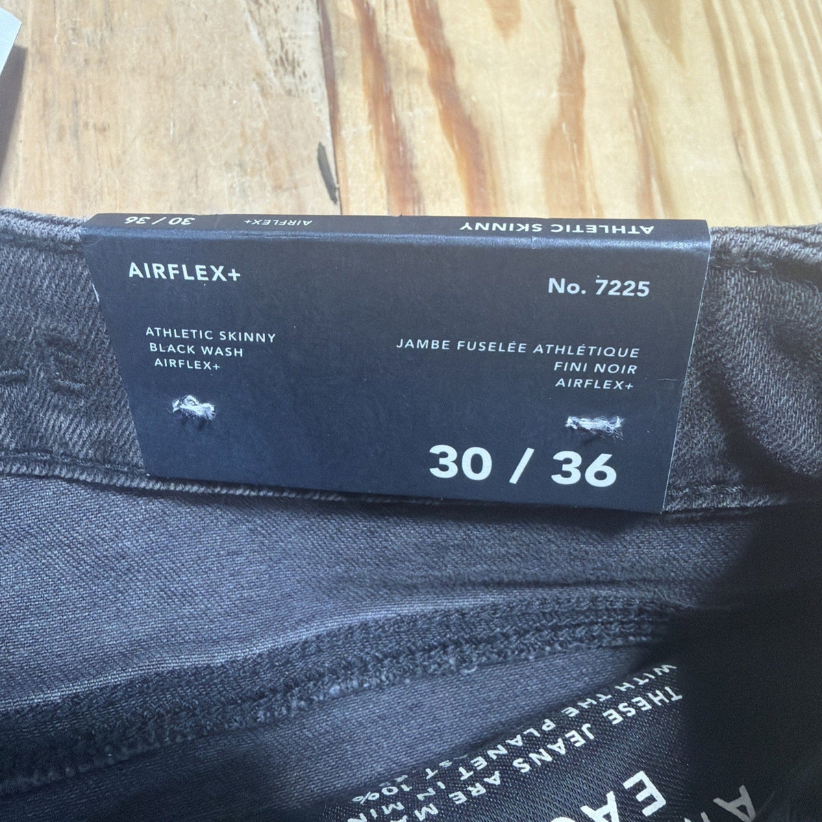 American Eagle Mens Patched Airflex+ Athletic Skinny Black Jeans 30 X 36 New