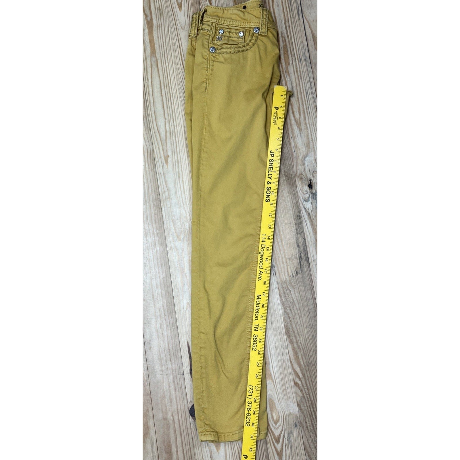 Miss Me Women's Yellow Flower Embroidered Signature Skinny Jeans Sz 27