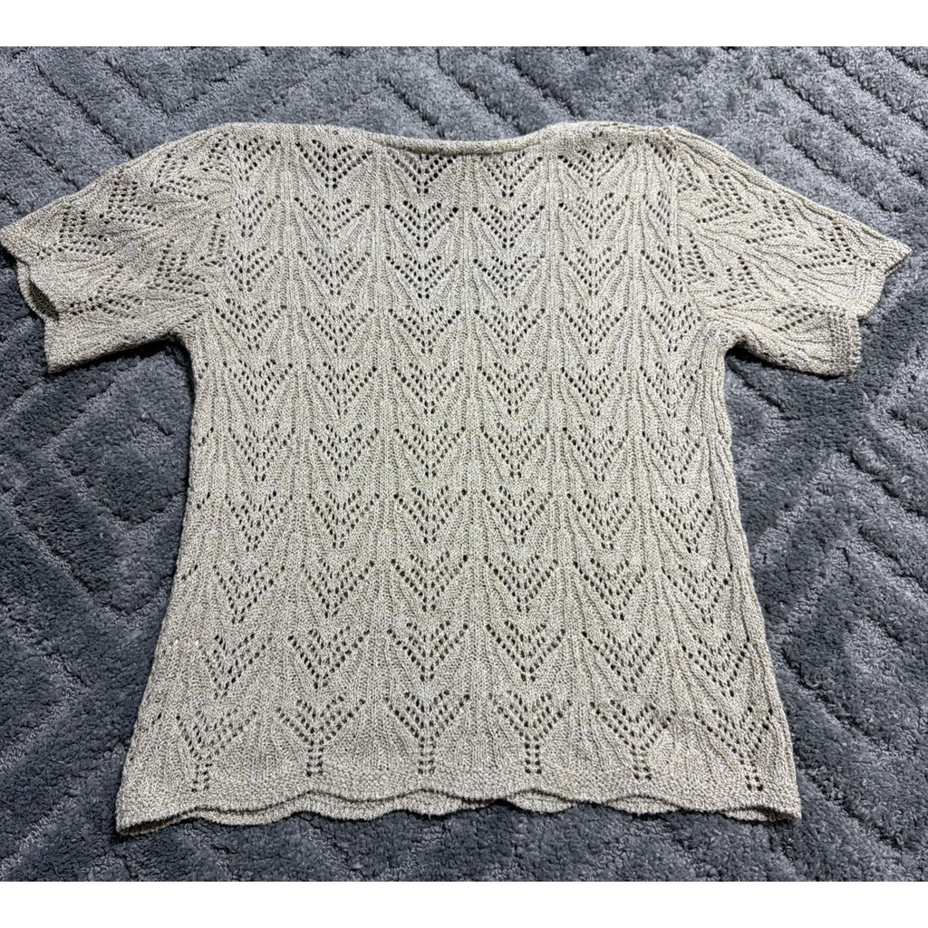 Roisin McCarthy Celtic Designs Knit Cardigan Sweater Mother of Pearl Buttons M