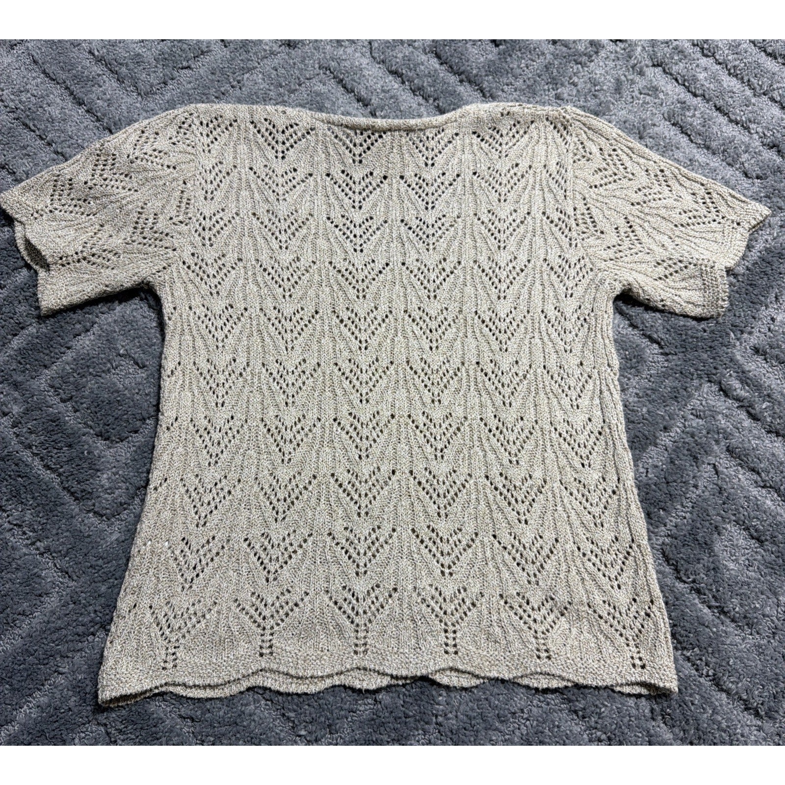 Roisin McCarthy Celtic Designs Knit Cardigan Sweater Mother of Pearl Buttons M