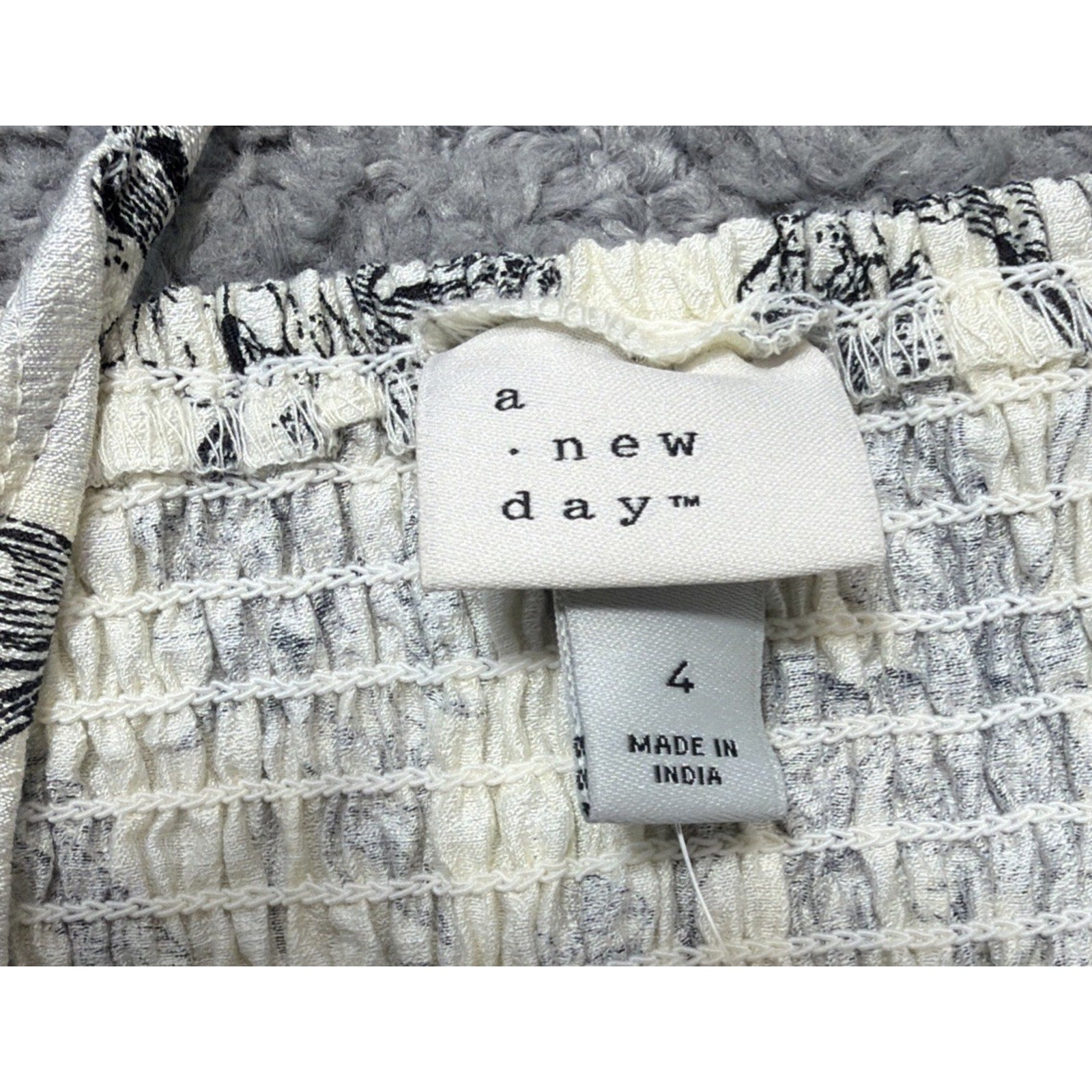 A New Day Floral Mini Dress Womens 4 Black White Slip Sundress Cottagecore New