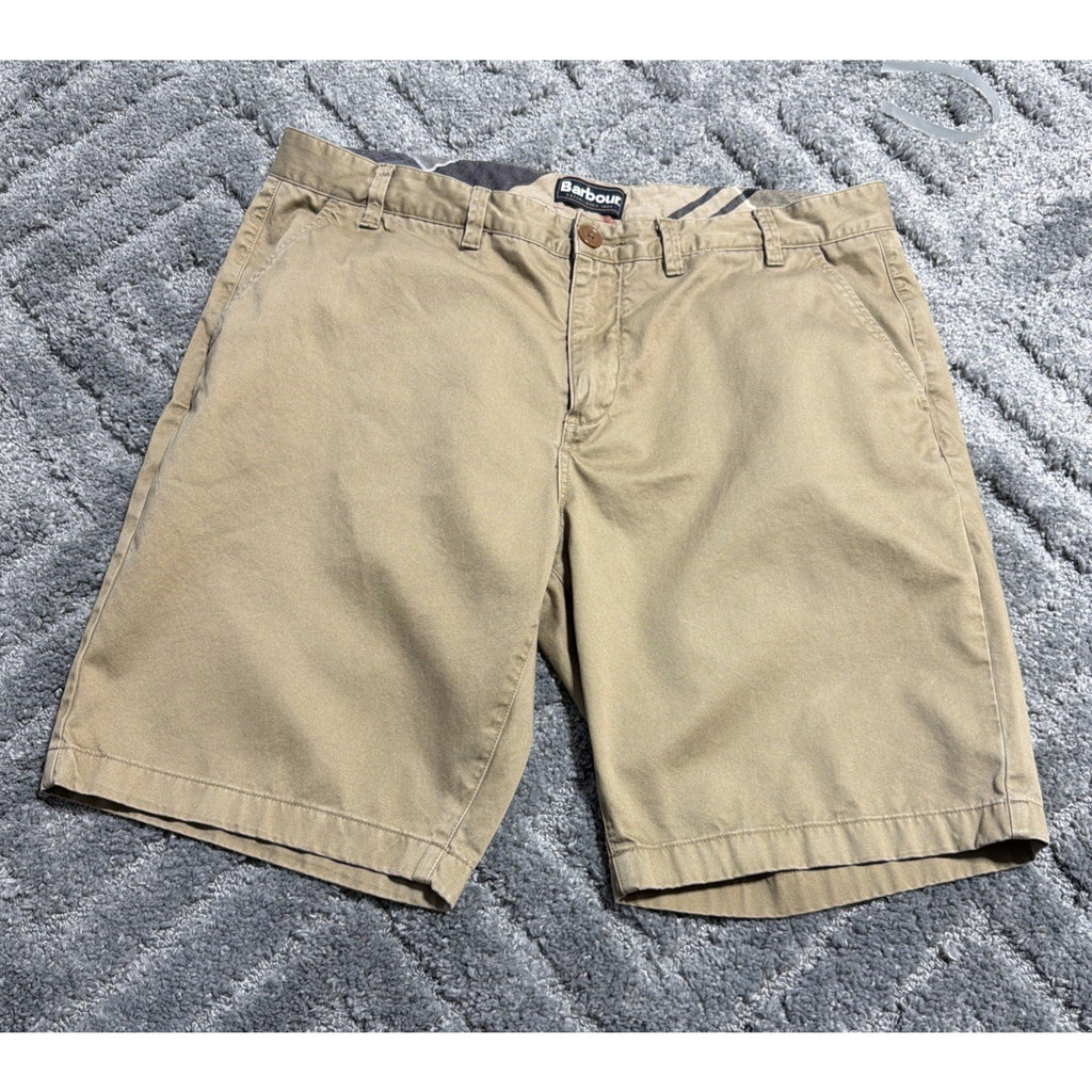 Barbour Neuston Regular Fit Twill Chino City Shorts in Stone BritishLux Size 40