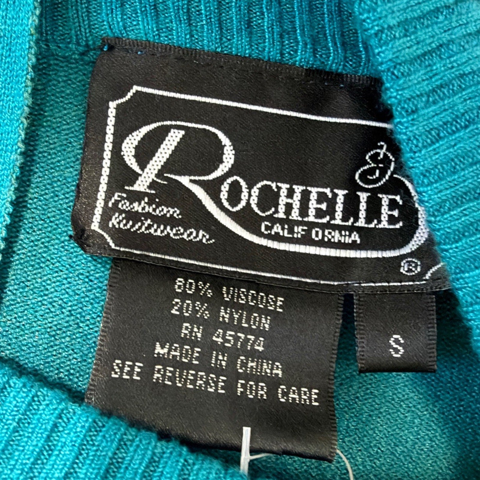 Vintage Rochelle California Blue Crew Neck Long Sleeve Soft sweater size S New