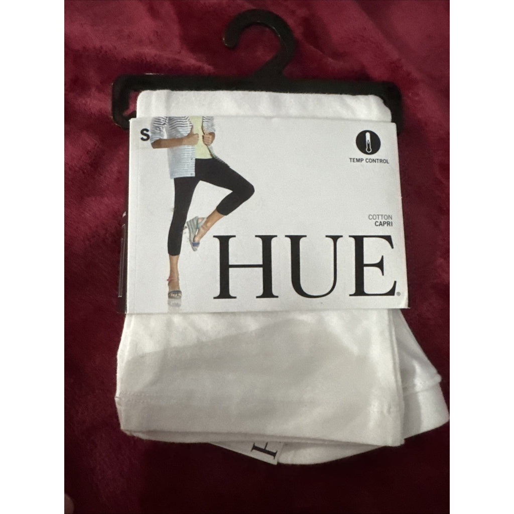 HUE White Ultra Temp Control Cotton Capri Leggings S Small U12948 Stretch Waist