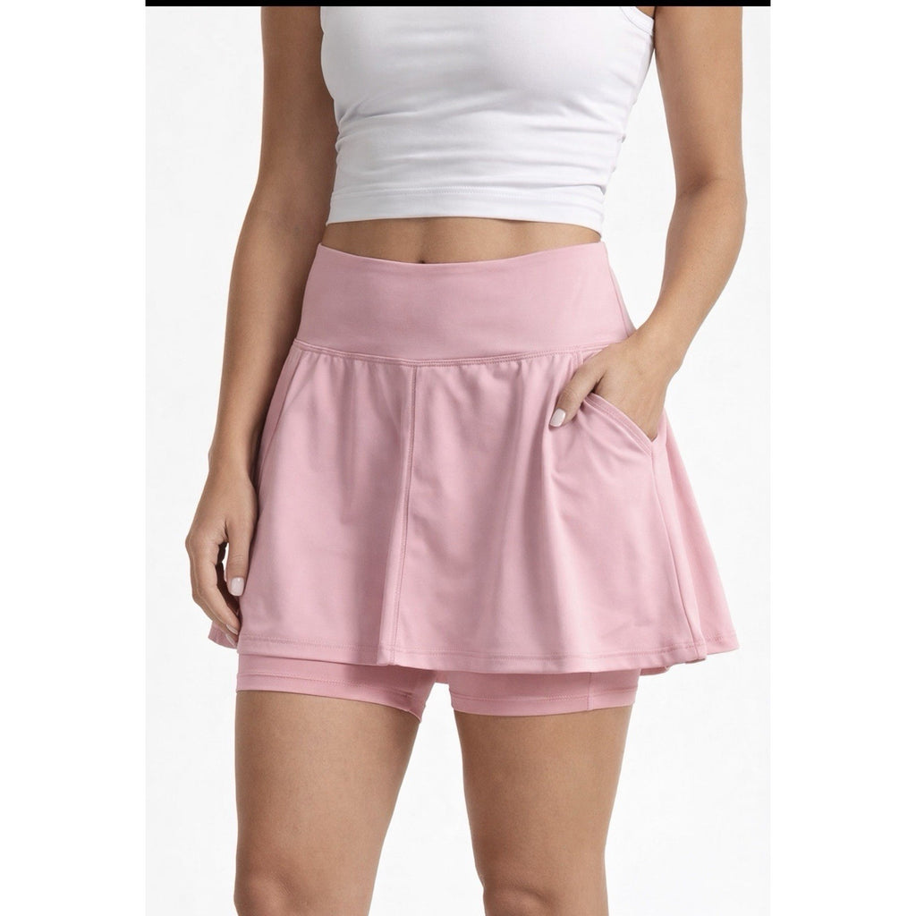 Women Pink Tennis Skort Athletic Golf Skirt Built In Shorts Pocket Size 10 New