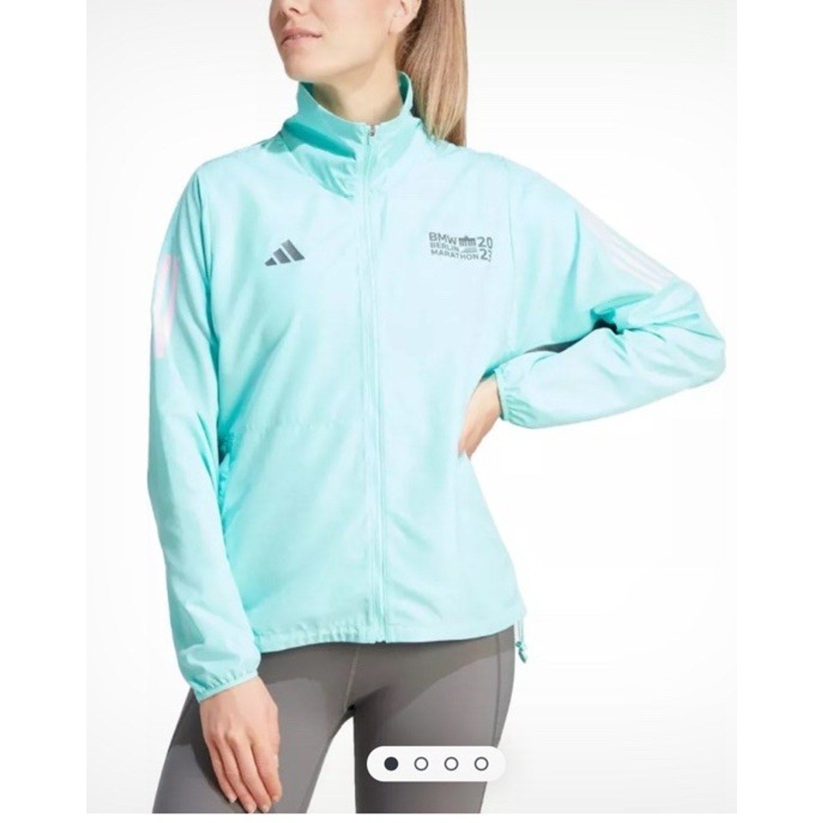 Adidas BMW Berlin Marathon 2023 Legends Jacket Women Flash Aqua Teal Medium New
