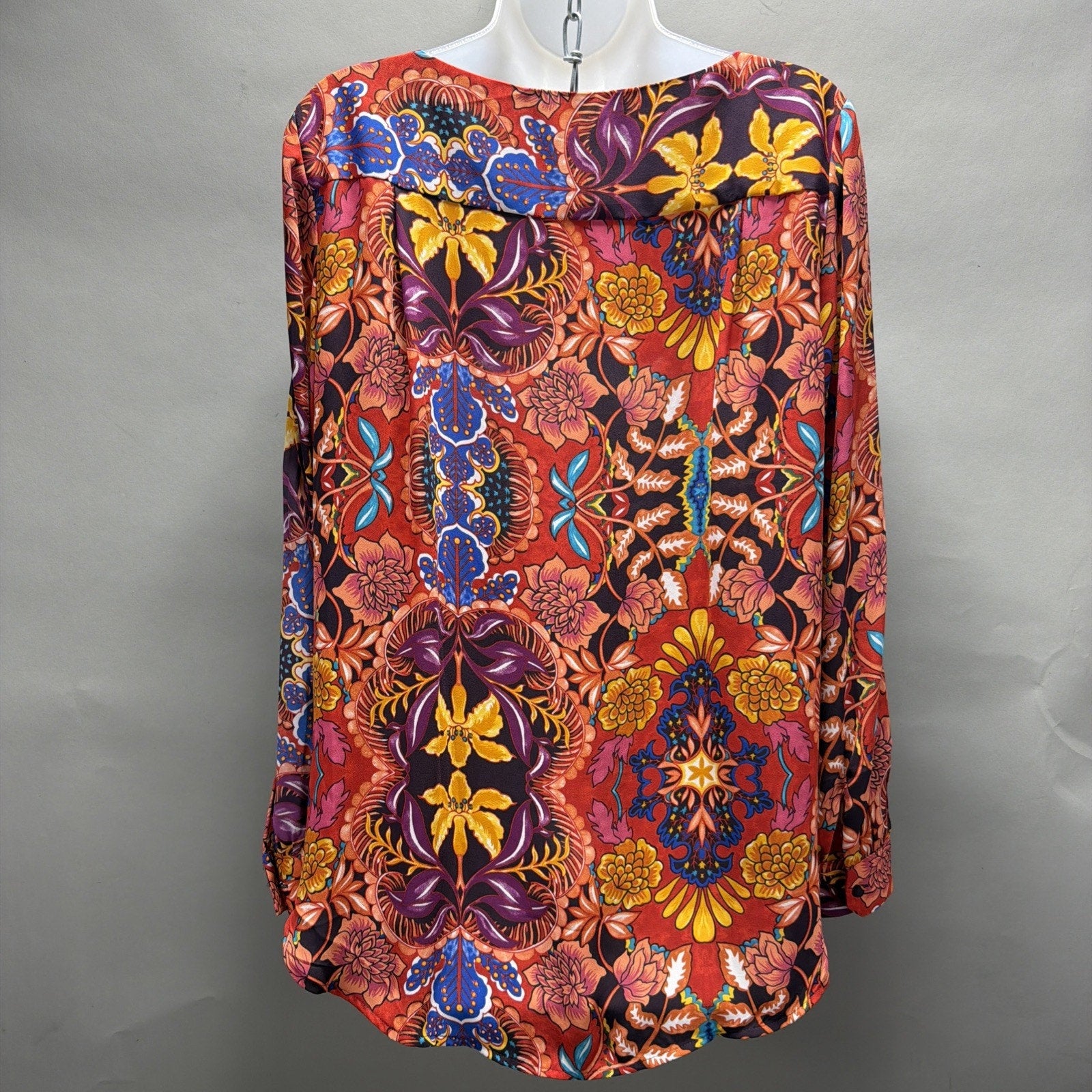ANN TAYLOR LOFT Multicolor Colorful Pink Orange Floral Blouse Top Shirt Size M
