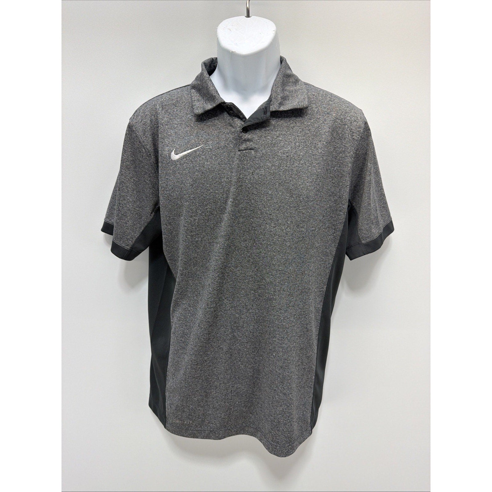 Nike Dri-Fit Victory Color Block Polo Golf Shirt Gray White Men's Small