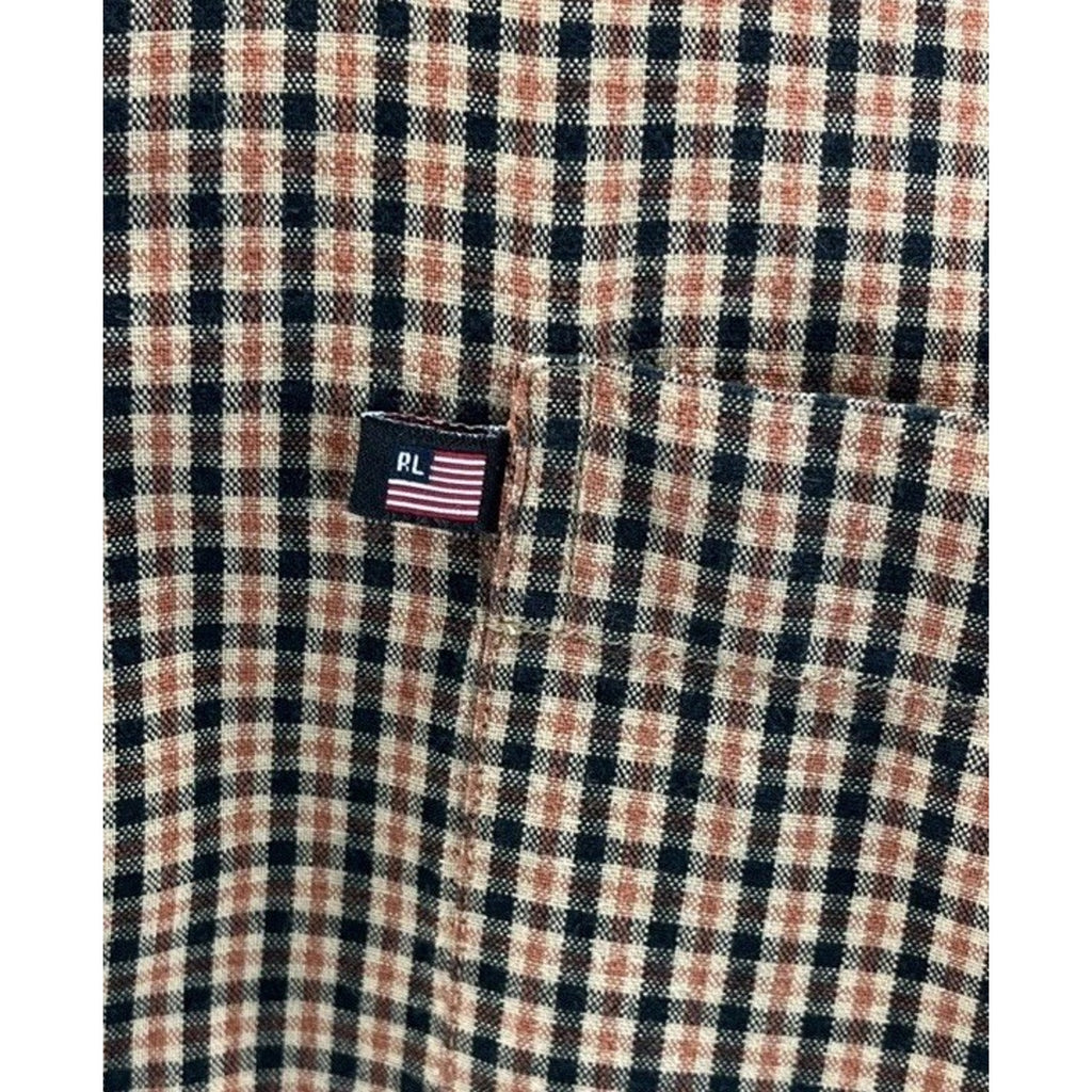 Vintage Polo Ralph Lauren Classic Flag Pocket Plaid Twill Shirt Size L