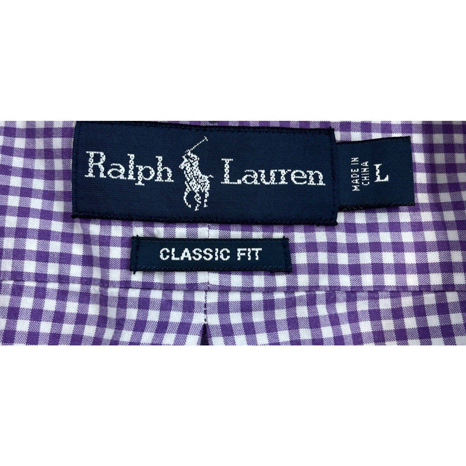 Ralph Lauren Shirt Men’s L Purple Gingham Classic Fit Button Up Long Sleeve