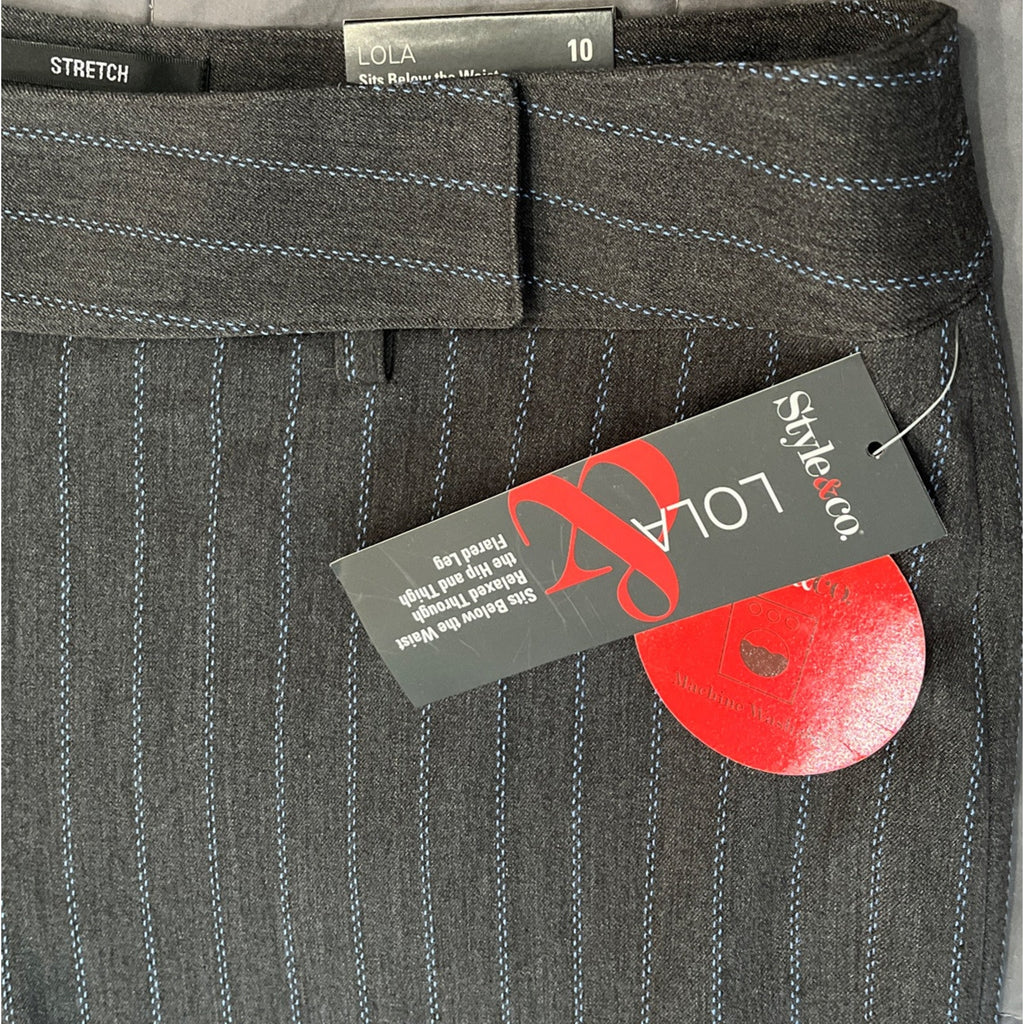 NWT Women's STYLE & CO. Sz 10 RELAXED Gray STRETCH POLYESTER PANTS Leg 28 FLARE