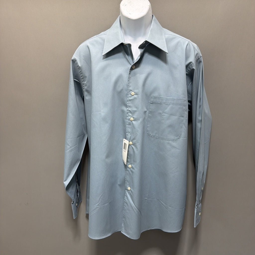 Geofrey Beene Dress Shirt Mens XL 17.5-34/35 Blue Long Sleeve Wrinkle Free NWT