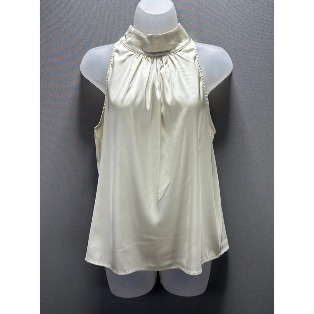 NEW Milumia Elegant Keyhole Sleeveless Satin Halter Tank Blouse Size Small