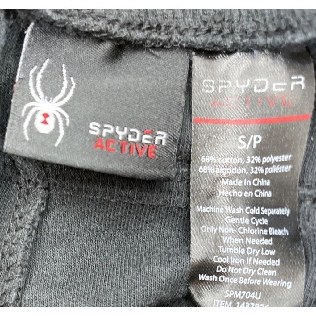 Spyder Active Pro Web Pants Mens Small Black Fleece Joggers Athletic Sweatpants