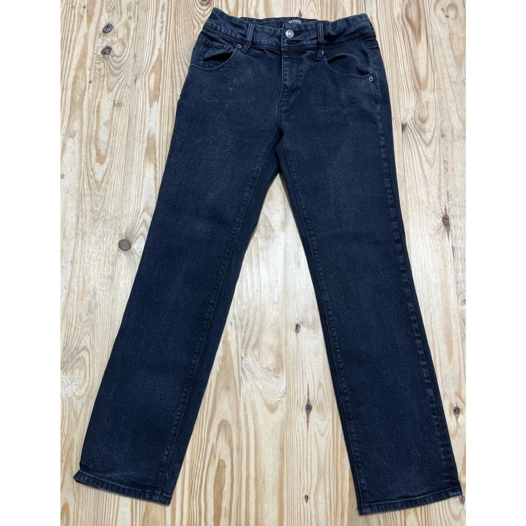 Hudson Beth Baby Boot Jeans size 4 Black Denim High Rise Flap Button Pocket