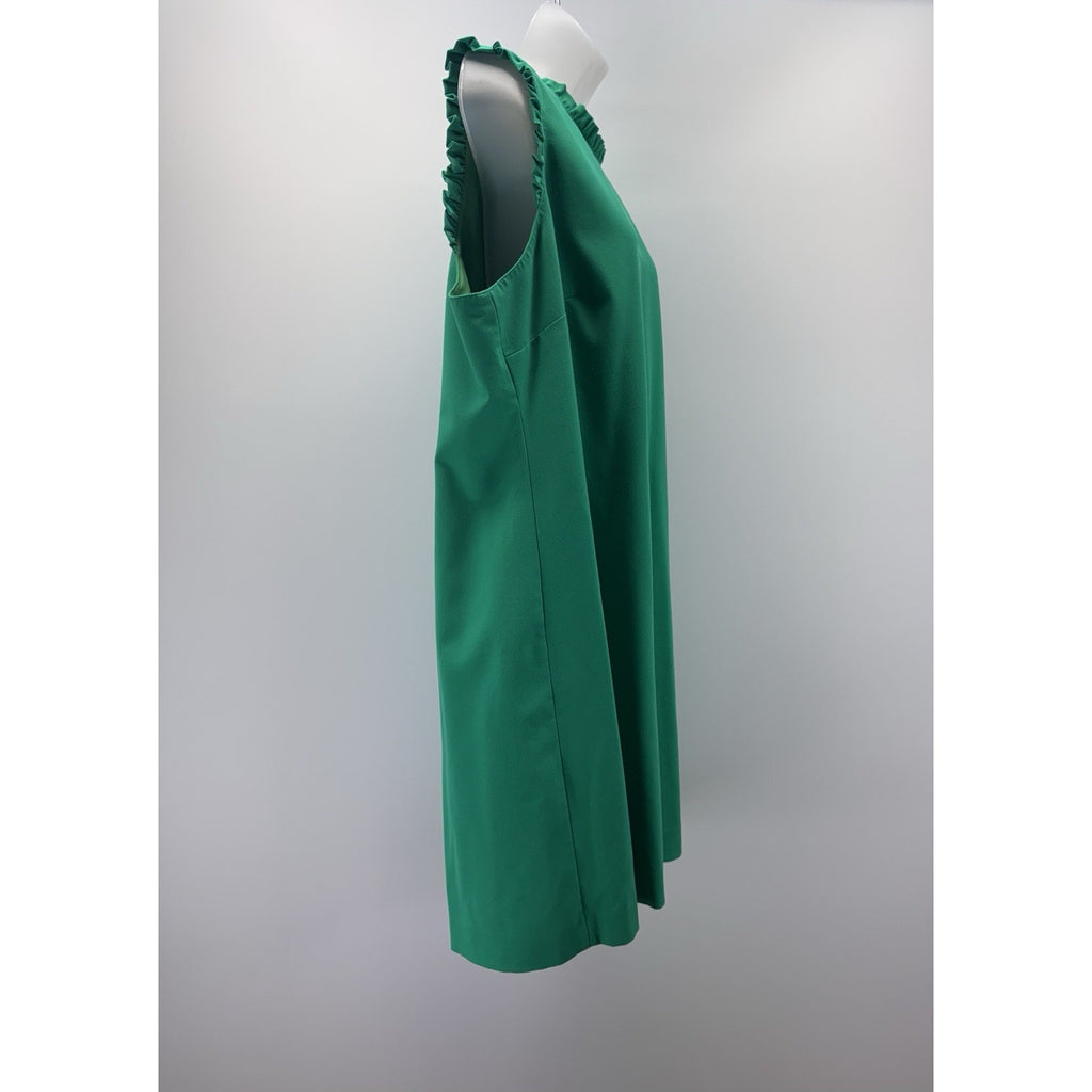 J. Crew Sleeveless Ruffled Shoulders Sheath Dress Kelly Green Women’s Size 20