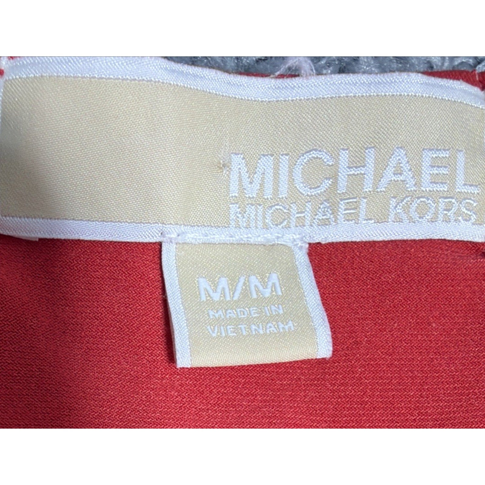 Michael Kors Women's Red Ruched Clasped Long-Sleeve Blouse Top Size M