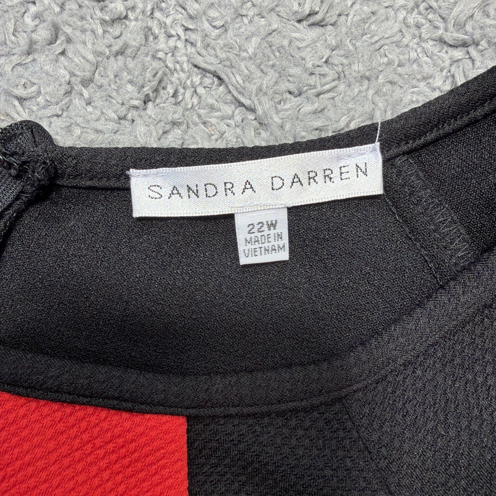 Sandra Darren Dress 22W Red Black White Colorblock A-Line Keyhole Short Sleeve