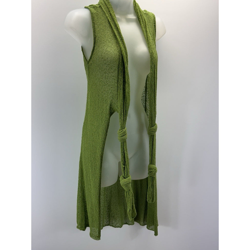 MECHANT Open Knotted Shawl Sweater Green Boho Hippie Women’s Size Small