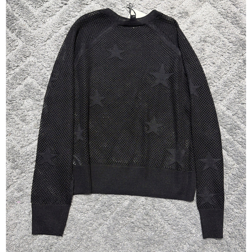 NWT AllSaints Seraph Star Mesh Sweater black Sz M Metallic Open Knit Retail 168