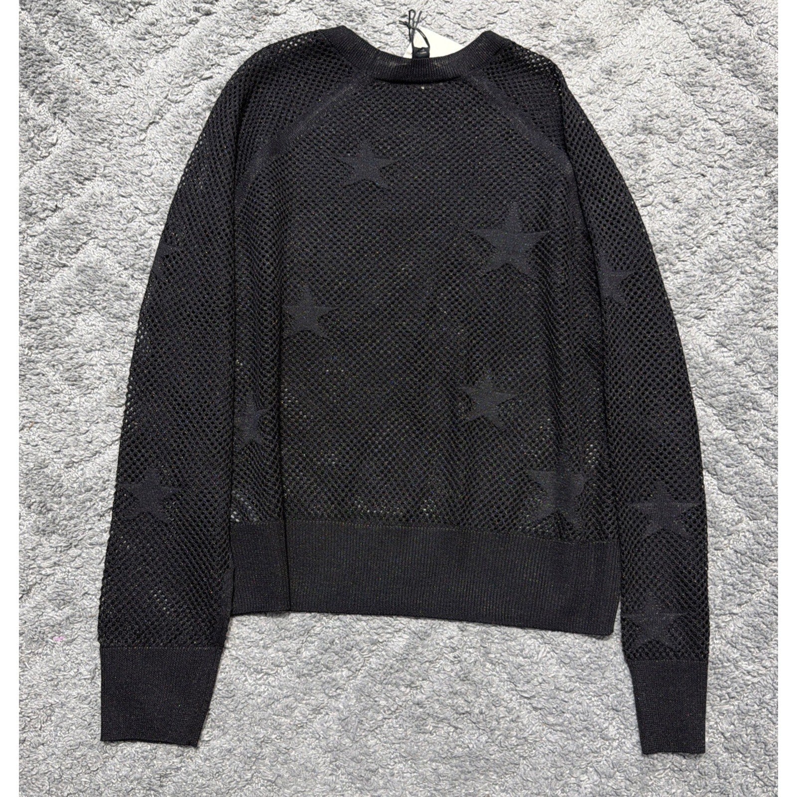 NWT AllSaints Seraph Star Mesh Sweater black Sz M Metallic Open Knit Retail 168