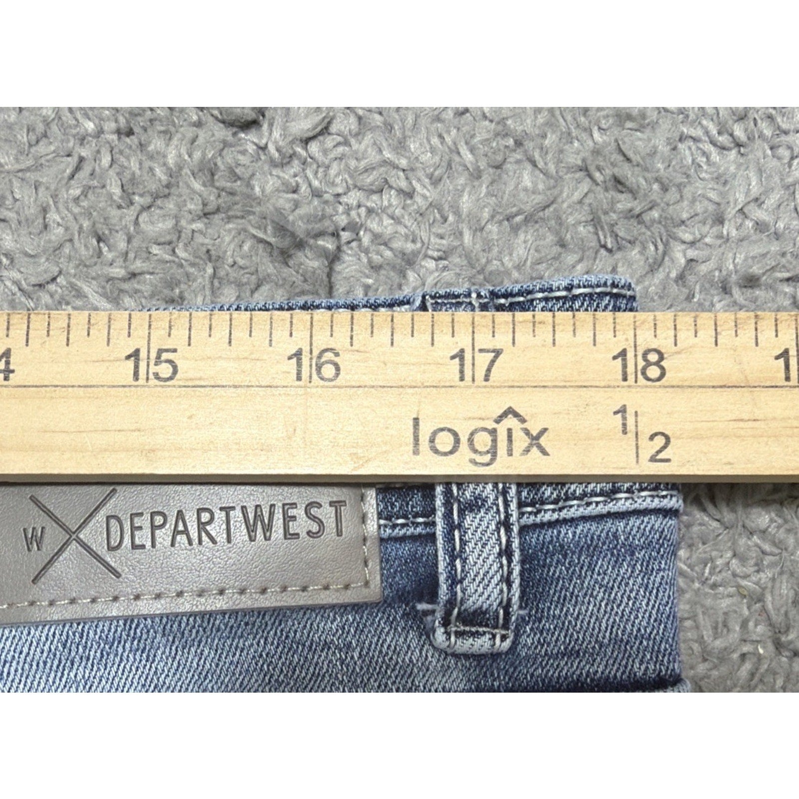 Buckles DEPART WEST Trouper Skinny Stretch Distressed Blue Denim Jeans Mens 36R