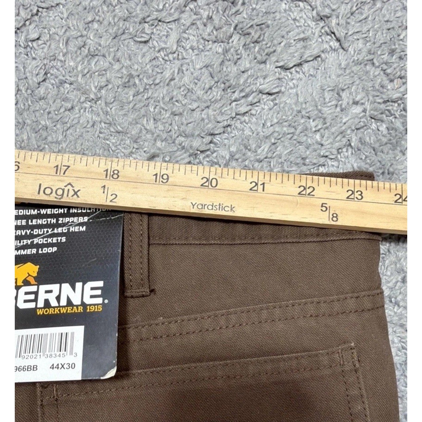 Berne- Highland Washed Duck Insulated Outer Lined Men's Pant 44x30 Brown NWT