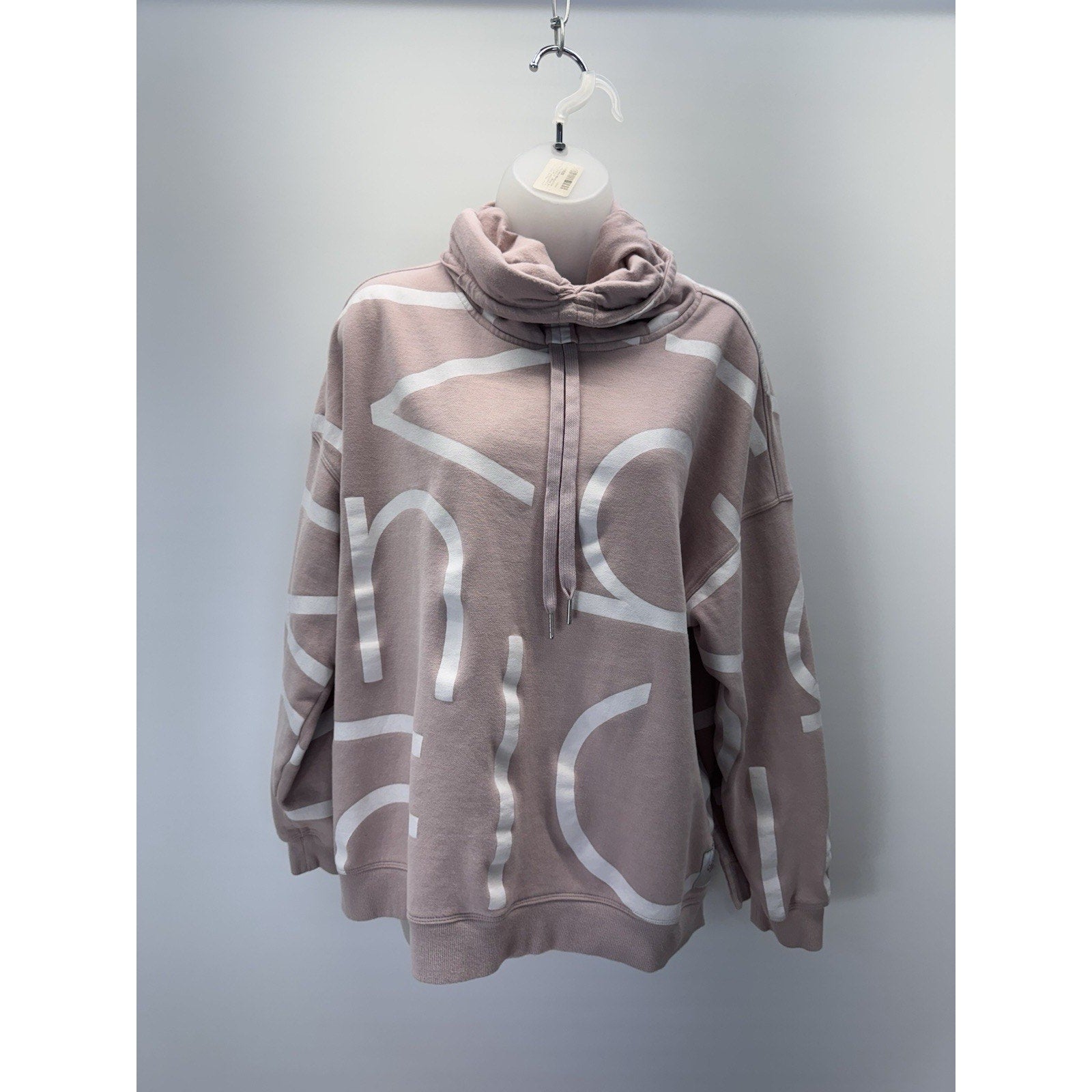 Calvin Klein Women’s 1X Light Pink Performance Sweatshirt Cowl Neck Pullover