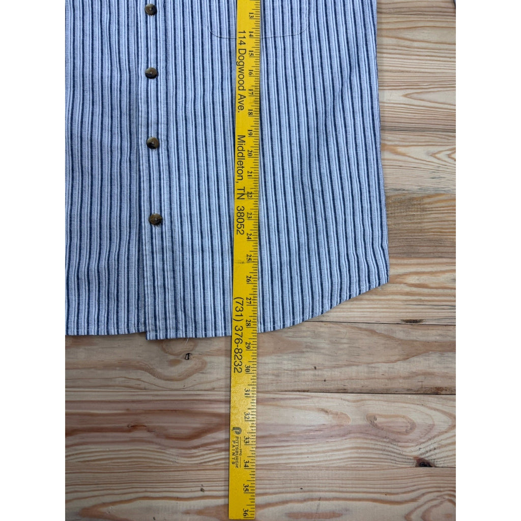 CE Schmidt Workwear Men’s Large Shirt Button Up Long Sleeve Blue White Stripe