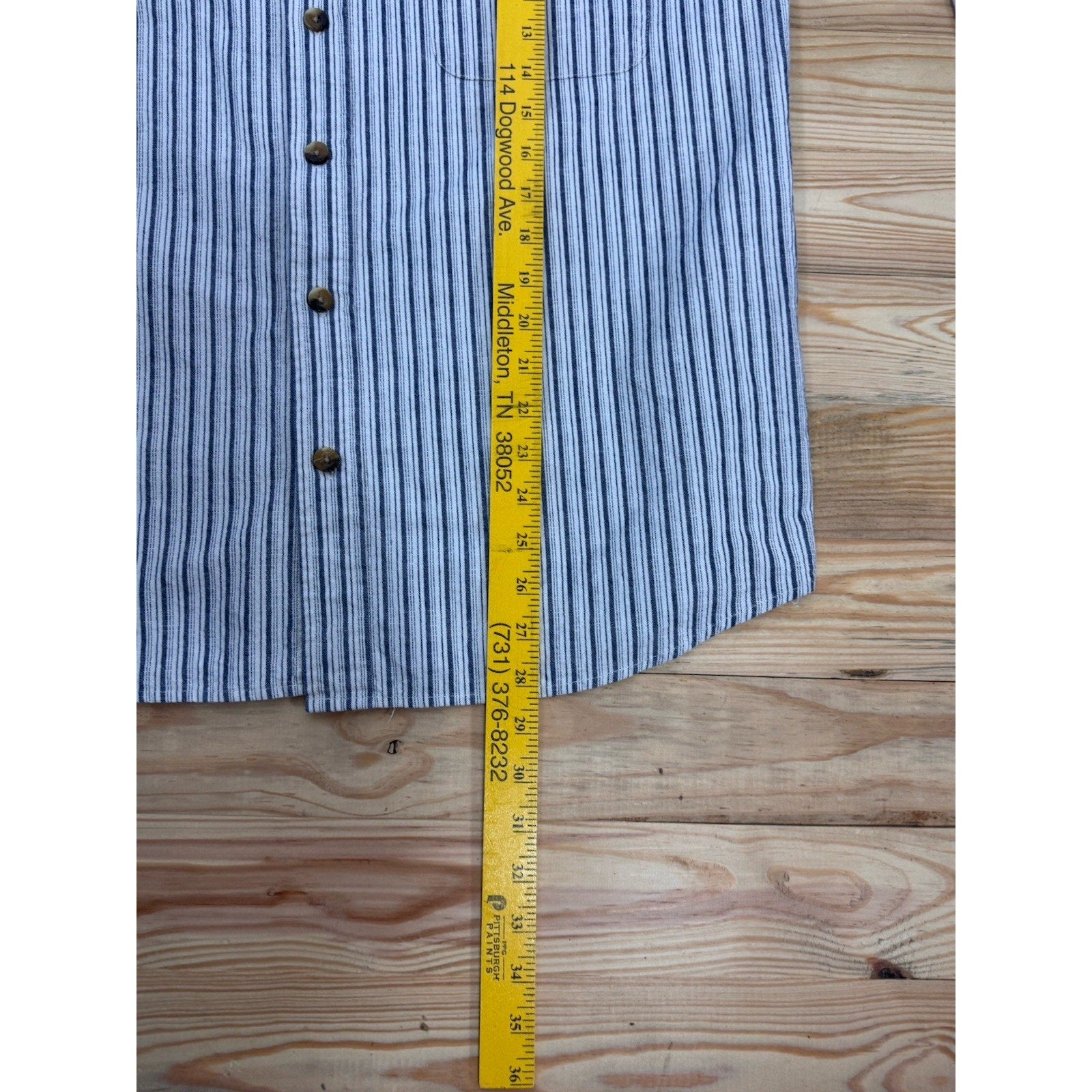 CE Schmidt Workwear Men’s Large Shirt Button Up Long Sleeve Blue White Stripe