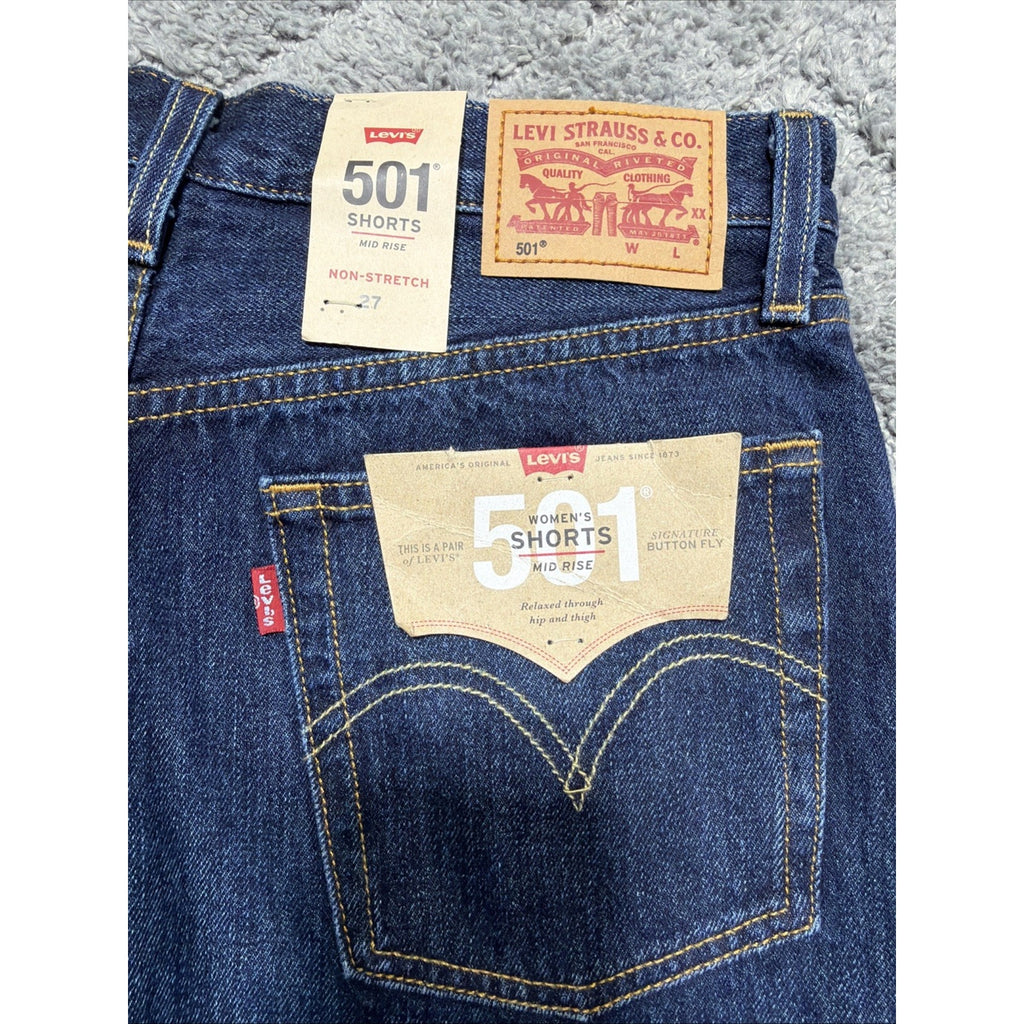 Levi's 501 XX Jean Shorts Women's Size 27 Dark Wash Denim High Rise Raw Hem New