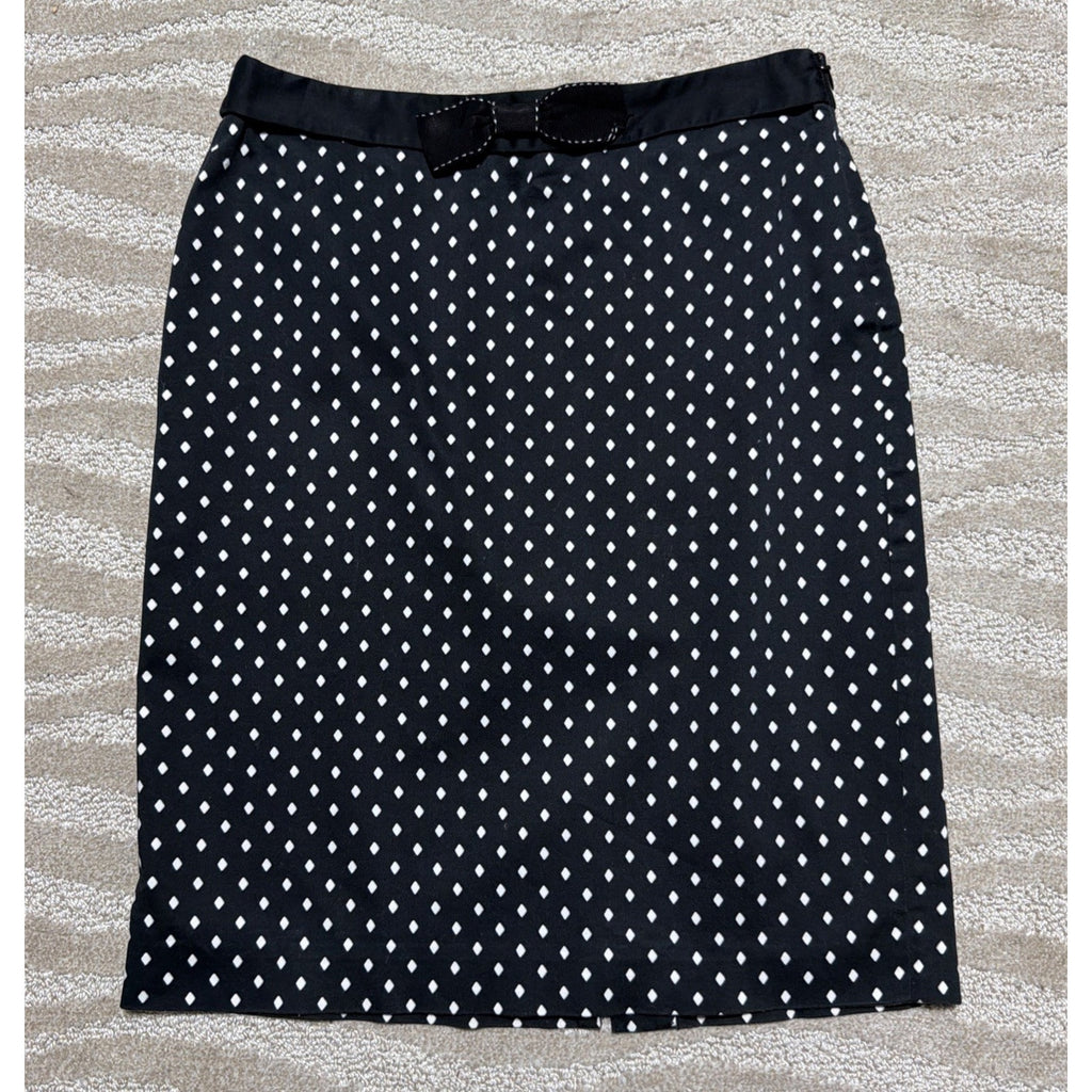 White House Black Market Black White Diamond Pattern Lined Pencil Skirt Size 2
