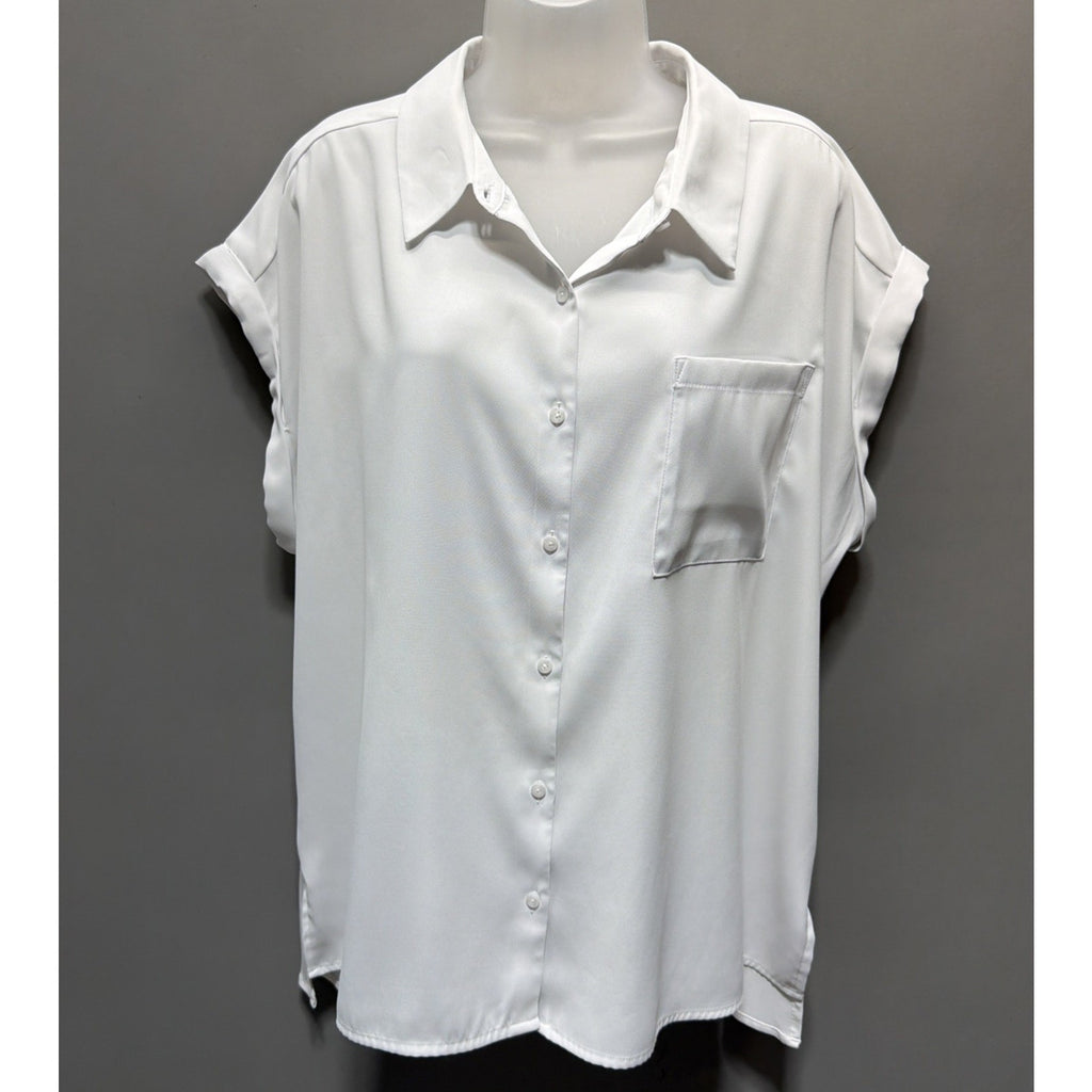 CALVIN KLEIN Georgette Blouse Womens Plus Size 0X Point Sleeve Pullover