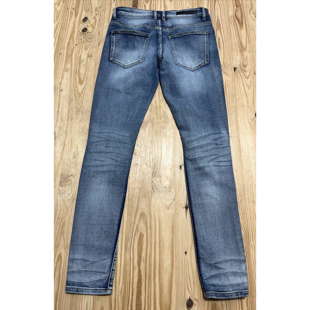 Embellish NYC Men's Rip & Repair Patchwork Distressed Skinny Fit Denim Jeans 32