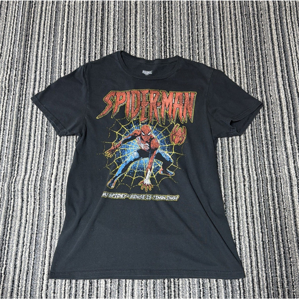 Marvel Spiderman Mens Small Black Short Sleeve T Shirt