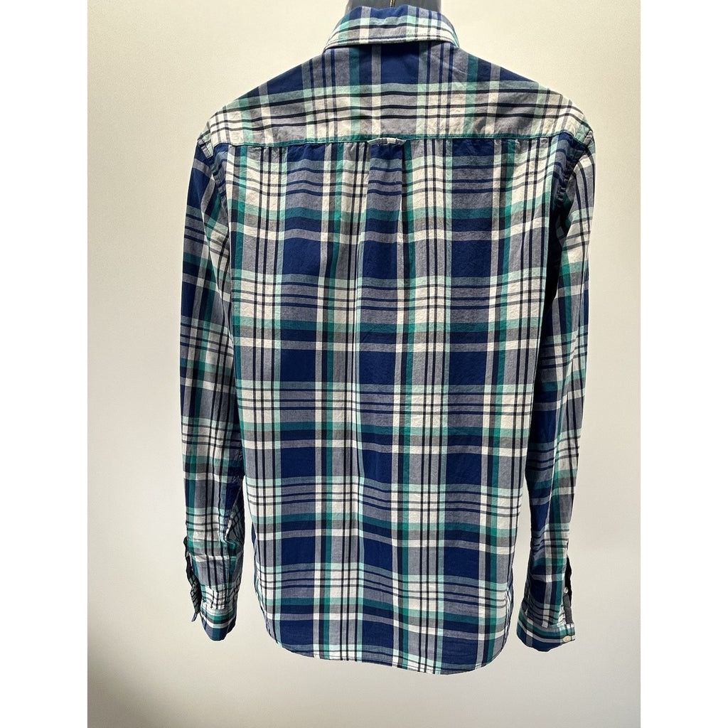 Aeropostale Long Sleeve Button Down Shirt Mens Size M Green Plaid 100% Cotton.