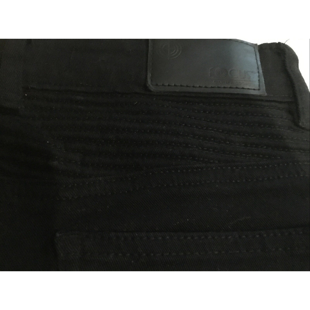 Focus Stone Solid Black Denim Shorts Sz 30