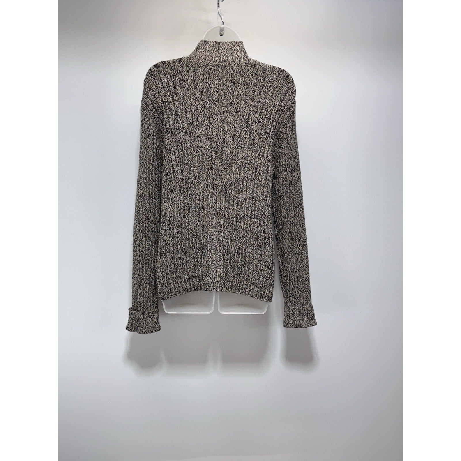 Talbots Brown Sweater Full Zip Mock Neck Cotton Women’s Size XL NWT