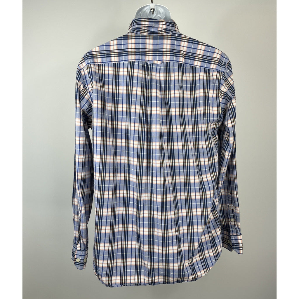 Nautica Button Up Shirt Men M Blue Check Long Sleeve Wrinkle Resistant