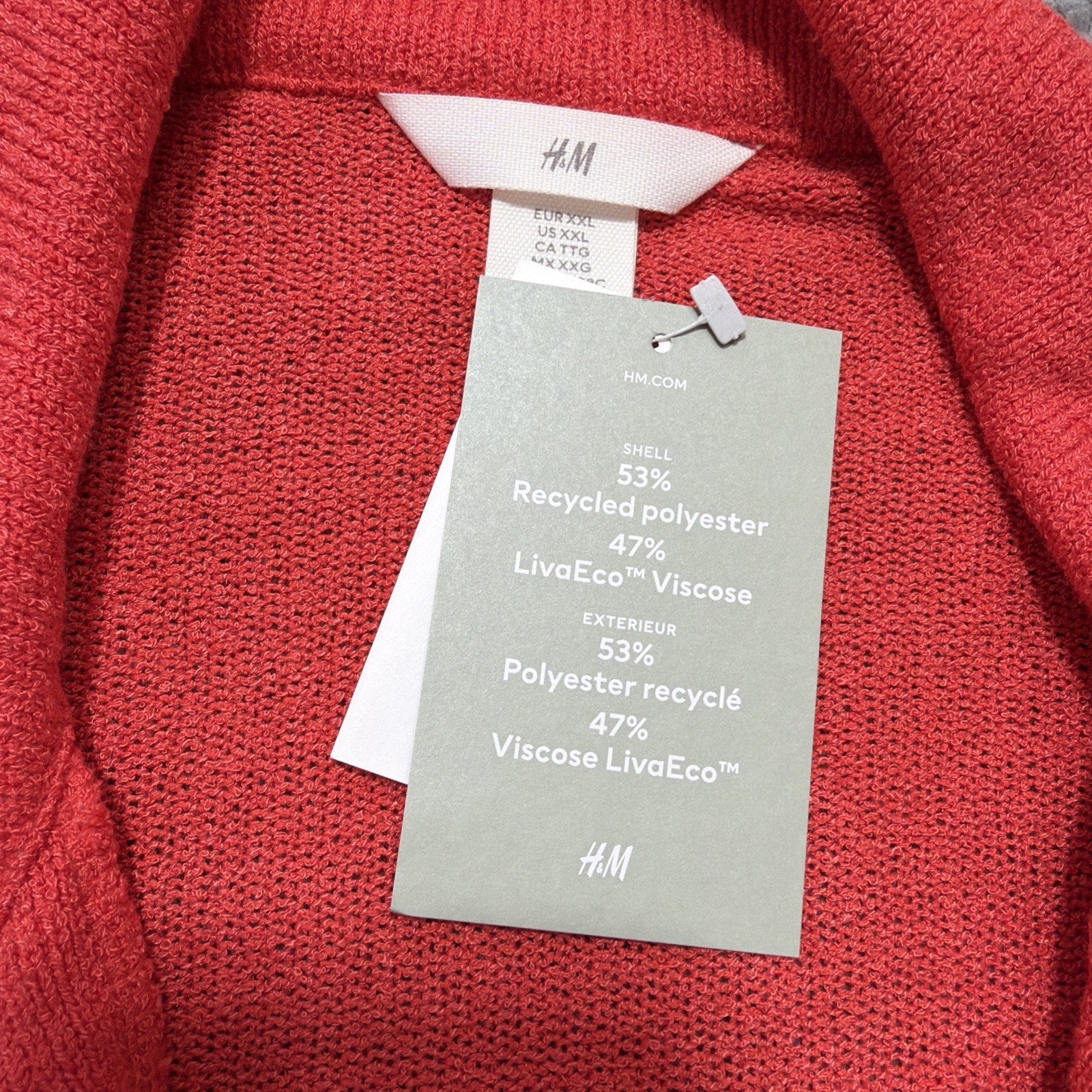NWT H&M Knit Polo Sweater Top Women XXL Orangy Red Short Sleeve