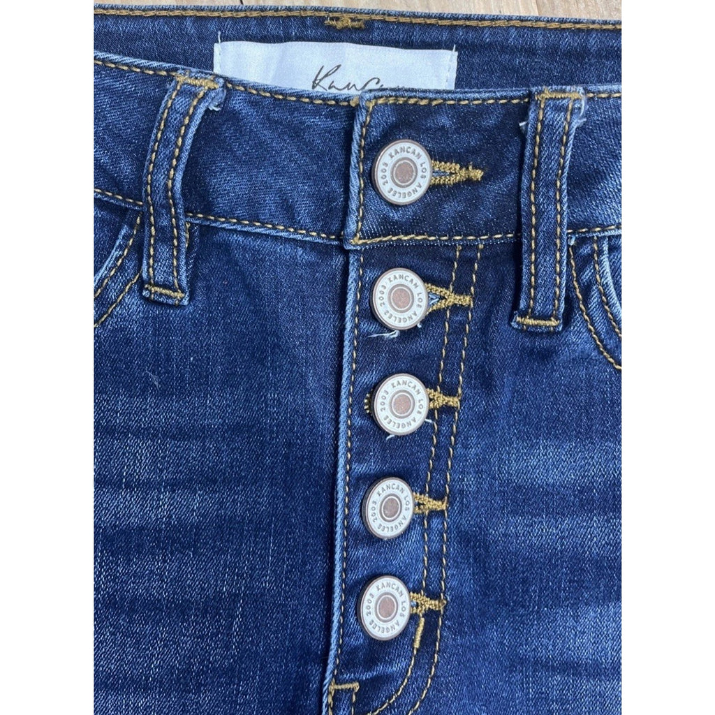 KANCAN 1/24 Blue High Rise Ankle Skinny Button Fly Jeans Women EUC