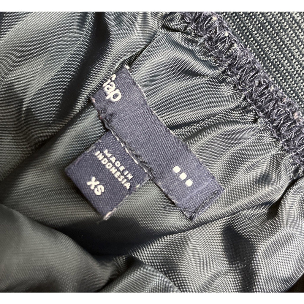 GAP XS Mini LINED Skirt Navy Leaf Patterned A Line Elastic Waist Pockets