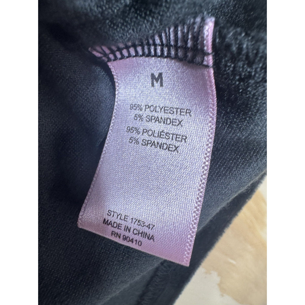 Velour Tracksuit Set Womens M Cropped Hoodie Joggers Rhinestone Logo Y2K Black