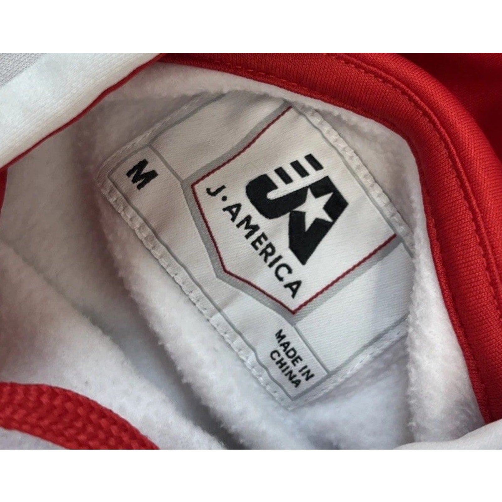 J. America Georgie Bulldog Hoodie Sweatshirt White Size Medium