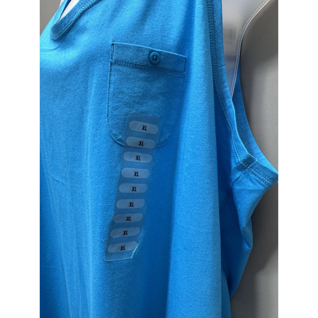 NWT Relativity Tank Top XL Blue Sleeveless Pocket Casual Stretch Knit Women
