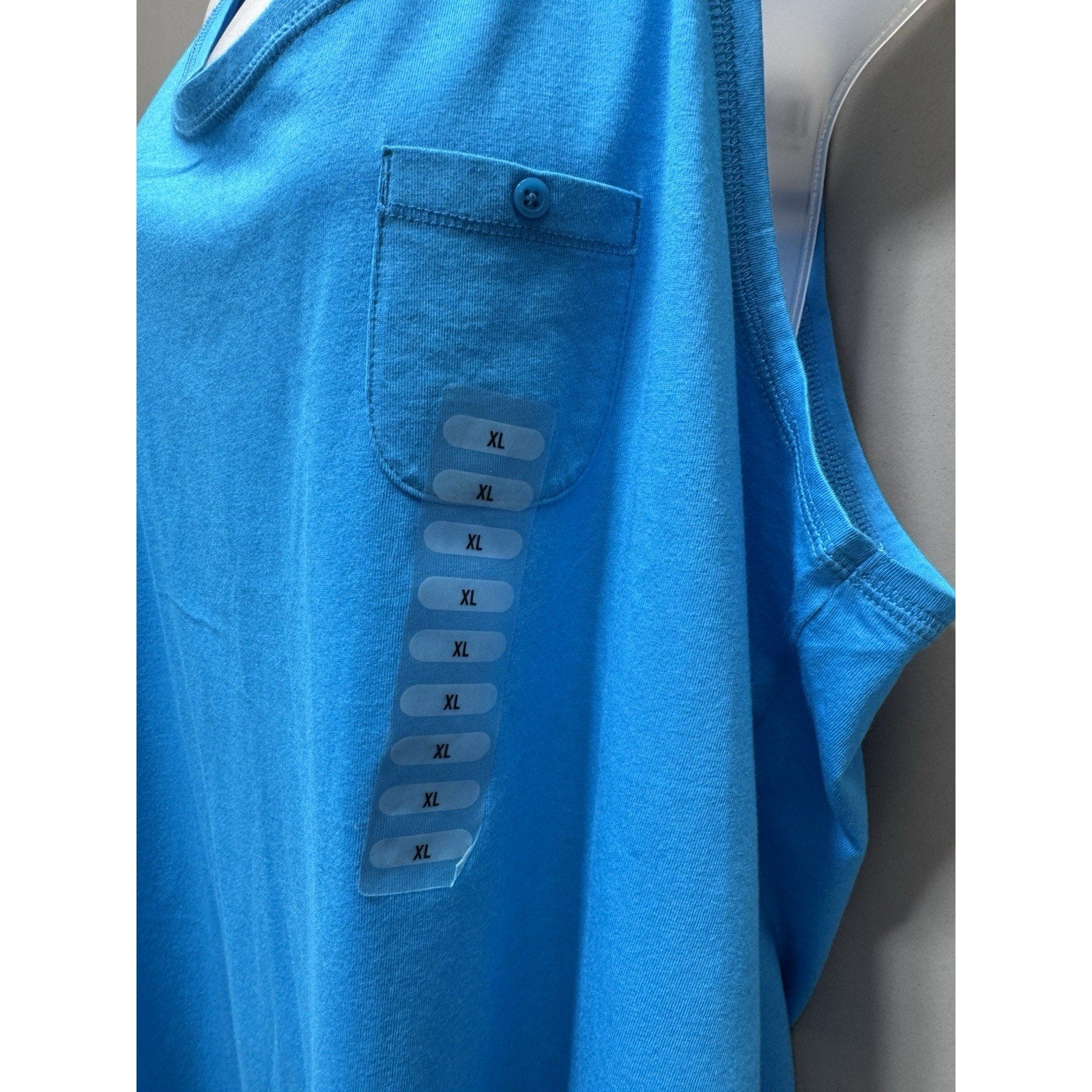 NWT Relativity Tank Top XL Blue Sleeveless Pocket Casual Stretch Knit Women